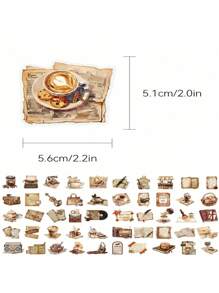 50PCS Art Illustration Popular Creative Cartoon Retro Coffee Decor Style Graffiti Stickers Personalized Fashion Creative DIY Beautifully Decorated Decal Cups, Helmets, Skateboard Popular Sticker Toys