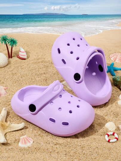 1 par de sandalias de playa moradas cómodas, de moda, casuales, ligeras, antideslizantes y con protección para los dedos, para niñas, para primavera/verano