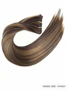 7pcs/Set 16" Clip-In Hair Extensions, Black Straight Long Ombre Synthetic Wigs, Heat Resistant Fiber For Women - Multicolor - View 3