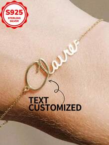 [Custom] 3g 925 Sterling Silver, 1pc Customized Engraved Text Minimalist Bracelet, Personalized Jewelry Gift For Valentine's Day, Christmas (Custom Note Can Only Be Provided In English, Other Languages Will Be Translated To English)