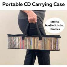 Storage Boxes (4 Pack) Durable CD Case Organizer With Lid, Disc Container Set Holds Up To 128 CDs, Black
