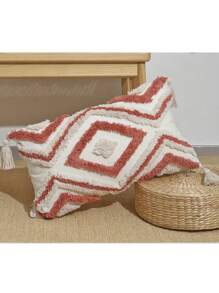 1pc/2pcs Set Nordic Ins Style Morocco Tufted Throw Pillow Case, Luxury Embroidered Tassel Cushion Cover, Removable & Washable For Home, Car, Sofa, Bedroom, 30*50cm, 45*45cm (Without Insert)
