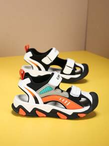 儿童运动凉鞋，带脚趾保护，透气，防滑，设计，适合儿童夏季户外活动，沙滩水鞋 - 黑色 - 查看 8