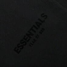 Fear Of God Essentials Fall Black Sweatpants 'Stretch Limo' 130BT212030F Black Cotton Flocked Sweatpants, Loose-Fitting Athleisure Bottoms, Drop Crotch Design For Street Style And Winter Outdoor Wear. Fall Halloween - 黑色 - 查看 4