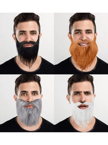 1 件装白色和黑色长款趣味胡须套装，适合派对服装