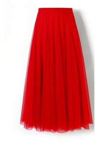 1pc Women High Waist Maxi Tutu Skirt, Available In Lake Blue, Pink, Olive Green, Blue Grey, Black, White, Red, Fluffy 4-Layer Mesh With 1 Layer Lining, No Bone Petticoat, Suitable For Dress Up, Stage Performance, Summer Mesh Skirt, Cosplay Fall Clothes For Women - Multicolor - View 17