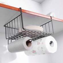 1pc Iron Art Cabinet Storage Hanging Basket, Tabletop Partition Shelf For Clutter Organization, No-Drill