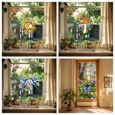 1 Stück entfernbarer, farbenfroher Elektrostatik-Glasaufkleber, Haus/Fenster Dekoration, Anti-Kollisions-Geschenk für Geburtstag, Abschluss, Zimmer Dekoration, Haus Dekoration, Wand Dekoration, Badezimmer Dekoration, Schlafzimmer Dekoration, Raumdekoration, Wohnzimmer Dekoration, Haus Dekoration, Wohnzimmer Wandkunst, Tapeten Aufkleber