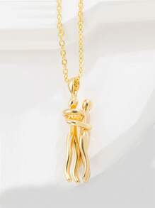 1pc Fashion New Creative Couple Hug Pendant, Copper Plated 18K Gold Jewelry Combination Can Be Detachable Personalized Hug Pendant Necklace, Suitable For Daily Casual Wear, Holiday Gifts