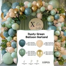 Confetti Dusty Blue Sage Green Metallic Gold Aluminum Foil Glitter And Paper Confetti Thickening Latex Balloon Garland Arch Kit For Boho Babyshower Woodland Jungle Safari Birthday Wedding Engagement First Communion Party Decorations - As Shown In the Picture (mixed Color) - View 15