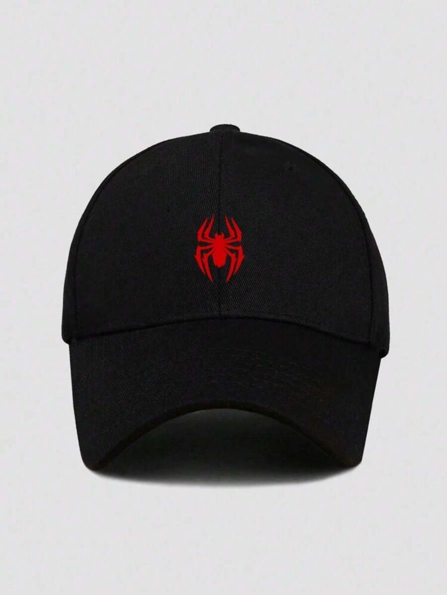 1 Pc Men's Adjustable Spider Print Casual Minimalist Baseball Cap, Suitable For Daily Wear