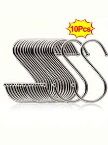 10 个装不锈钢粘合挂钩，学生宿舍便携式无孔挂钩，家庭橱柜门后不锈钢 S 形双挂钩，家庭储物和整理，适用于厨房、卧室、浴室、办公室、书桌 - 彩色 - 查看 12