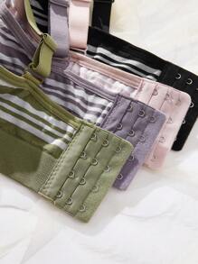 4PCS Women's Solid Color Seamless Lace Lingerie Bra Underwear, Adjustable Back Button, Fixed Stereo Cup, Comfortable Sports Lingerie Bra Without Rims. - Multicolor - View 7