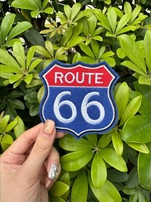 Vintage Route 66 Embroidery Patch, Classic American Road Sign Decorative Badge, Iron On Patch Suitable For DIY Hats, Clothing, And Accessories