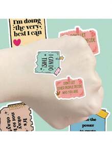 500张自我肯定励志贴纸，适用于生日派对、学校奖励、赠品和礼物装饰，也可用于日记本、行李箱、滑板、趣味经典装饰、返校季小尺寸贴纸 - 彩色 - 查看 6