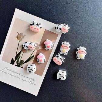 5/10 件装奶牛、牛奶瓶和其他可爱动物形状冰箱贴、个性化冰箱贴纸，适用于厨房、办公室、白板、洗碗机、家居装饰、节日和派对礼物