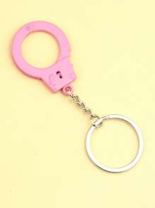 1pc Mini Handcuff Couples Keychain, Handcuff Keyring With Double Locks (Silver & Pink), Makeup/Costume/Cosplay/Stage Props, Couples' Game Props, Prisoners' Performance Props, Festival Shooting Props, Cute & Punk Gothic Design - Multicolor - View 3