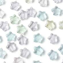 70Pcs 7 Colors Baking Paint Transparent Glass Beads Strands, Star, Mixed Color, 8x8x4mm, Hole: 0.8mm, 10pcs/Color
