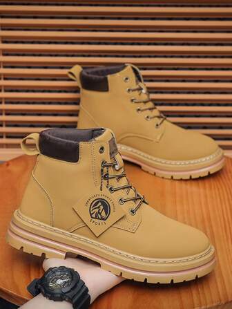 Stivali durevoli e alla moda con suola antiscivolo e impermeabile, adatti per casual, all'aperto, atletica, vacanza, viaggio, laurea, compleanno e altre occasioni, scarpe casual alte con lacci e suola spessa, stile britannico