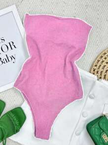 STRAP-DOWN BODYSUIT WITH SEXY PADDING - Pink - View 1