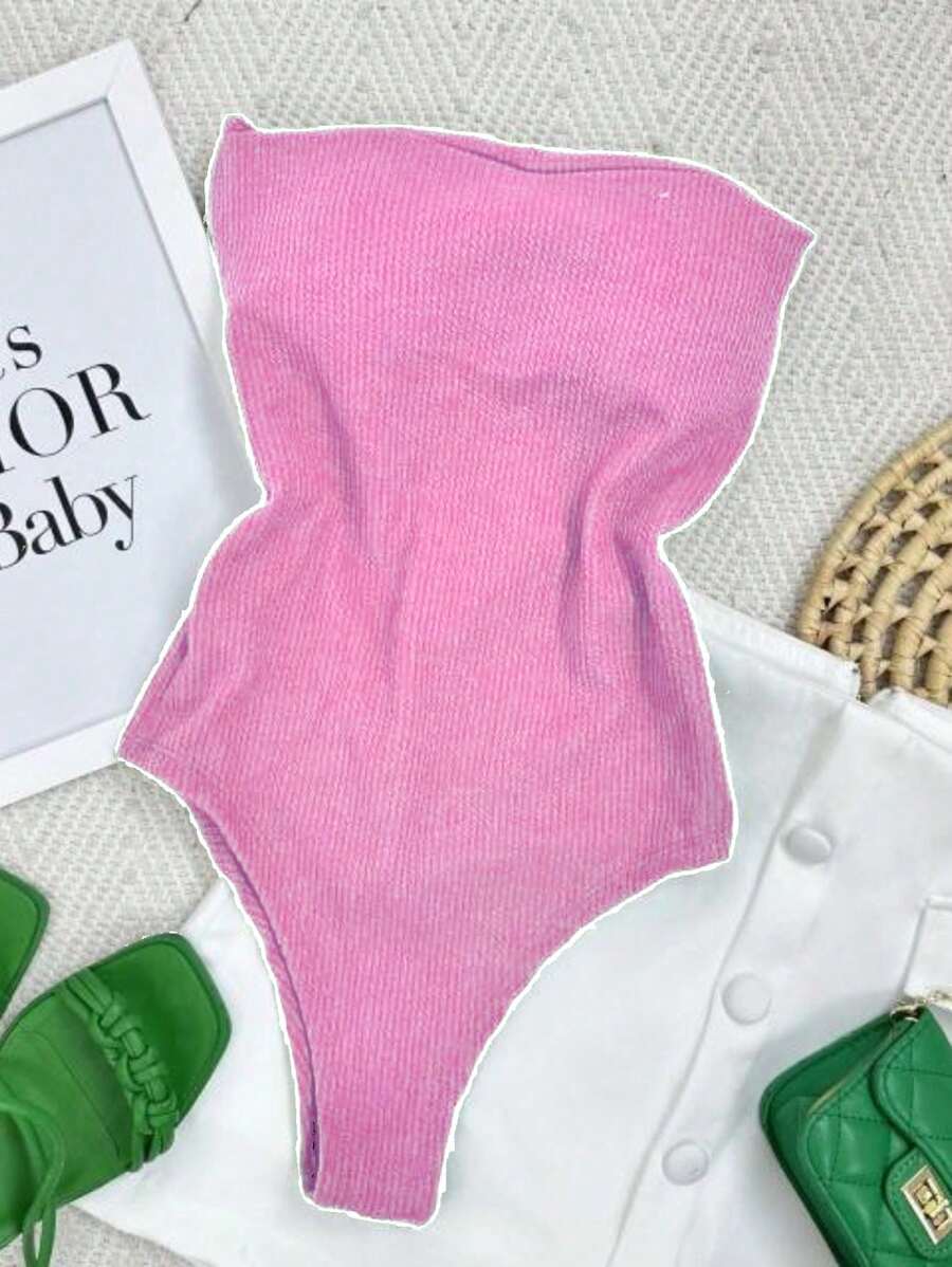 STRAP-DOWN BODYSUIT WITH SEXY PADDING - Pink - View 1