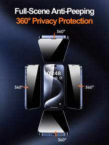 ZYONS 1pc 360° Privacy 4-Sided Protection Tempered Glass 360 Degree Privacy Screen Protector, Anti-Peeping, Anti-Spy, Anti-Fingerprint, Up Down Left Right Can't See/Can't Visible Protective Film, Compatible With IPhone 17 Pro Max/17 Air/16E/16 Pro Max/16 Pro/16 Plus/16/15 Pro Max/14 Pro Max/13/12/11/XS MAX/XR Plus Series, Birthday, Family, Friends Gift - Black - View 10