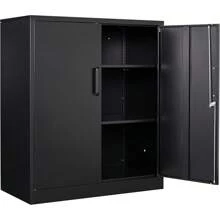 Metal Storage Cabinet Locked Steel Cabinet With 2 Adjustable Shelves,Office Cabinet Locking Cabinets,Kitchen Storage Cabinet Metal Locker Small Counter Height Storage Cabinet Cupboard 36"H