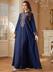 Abito ampio e lungo in stile arabo, ricamato, elegante e lussuoso per donne musulmane