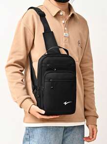 1pc Men's Solid Color Multi-Pocket Waist Bag/Chest Bag, Fashionable & Versatile, Suitable For Men's Daily Use, Travel & Vacation, Adjustable Shoulder Strap Purse Belt Fanny Pack Side Bags For Men