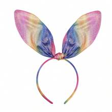 1 băng đô tai thỏ cỡ lớn nhiều màu sắc, kẹp tóc vải bóng kiểu mới, trang trí tiệc, băng đô, vòng tóc - Nhiều màu - Xem 4