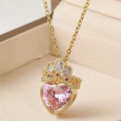 1 chiếc vòng cổ mặt dây chuyền hình vương miện và trái tim ngọt ngào, thích hợp cho các kỳ nghỉ, du lịch, đi biển mùa hè, cũng có thể dùng làm quà tặng cho Ngày Valentine, kỷ niệm, sinh nhật.