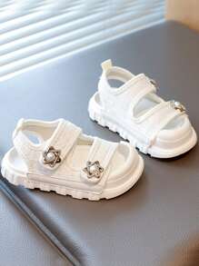 1 Pair Kids' Fashion Sports Sandals, Boys And Girls Casual Sneakers For Indoor & Outdoor, Beach, School, Lightweight Anti-Slip Breathable Running Shoes, Close-Toe Design - White - View 7