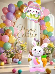 66/130 piezas Kit de arco de globos para Pascua, decoraciones de fiesta de Pascua con globos dorados y pastel, globos de foil con conejos, zanahorias y huevos de Pascua para decorar fiestas temáticas de Pascua, cumpleaños y baby shower de primavera