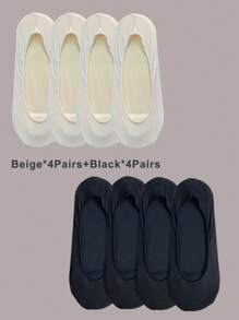 1/4/8 Pairs Women Mesh Top & Solid Color Bottom Breathable Non-Slip Hidden Loafer Socks, Suitable For Daily Life Or Indoor Use - Multicolor - View 10