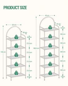 HEXCELEN Bookcase Bookshelf, Tempered Glass Bookshelves, Slim Shelving Unit For Bedroom, Bathroom, Home Office, Steel Frame,Home Decor, 5/6 Tier Gold - Vàng - Xem 10