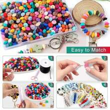 100颗12毫米扁平圆形硅胶珠，15种颜色，适用于DIY项链、手链等饰品制作 - 混色 - 查看 3
