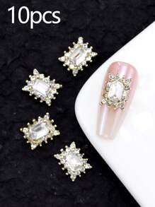 10 Pieces In A Pack And 30 Pieces In A Box For Nail Art Nail Accessories, Exquisite Inlaid With Diamonds, Colorful Gemstones, Mixed Materials, Nail Charm, Diy Nail Supplies Nails Nail Charms