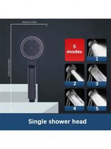 1pc High Pressure Shower Head: 5 Spray Modes, Powerful Bathroom Shower Head With Strong Mist, Mini Silicone Nozzle, Suitable For High And Low Water Flow Shower - Wall-Mounted, Plastic, Round Design Home Bathroom Decor Fall Decor Bathroom Accessories