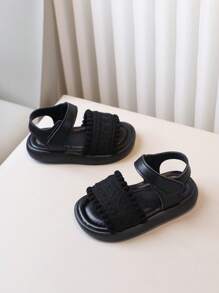 1 双夏季儿童凉鞋，男童/女童可调节钩环沙滩鞋，防滑软底露趾休闲凉鞋