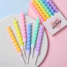 4.09inch 6 Spiral Colored Birthday Candle Girl Macaron Cupcake Candle Suitable For Wedding, Party, Birthday Decoration, Lucky Party, Sweet Theme Decoration Supplies