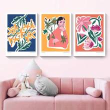 1 件现代波西米亚极简主义植物花卉艺术抽象海报印刷品墙壁艺术图片客厅家居装饰无框架 - 彩色 - 查看 7