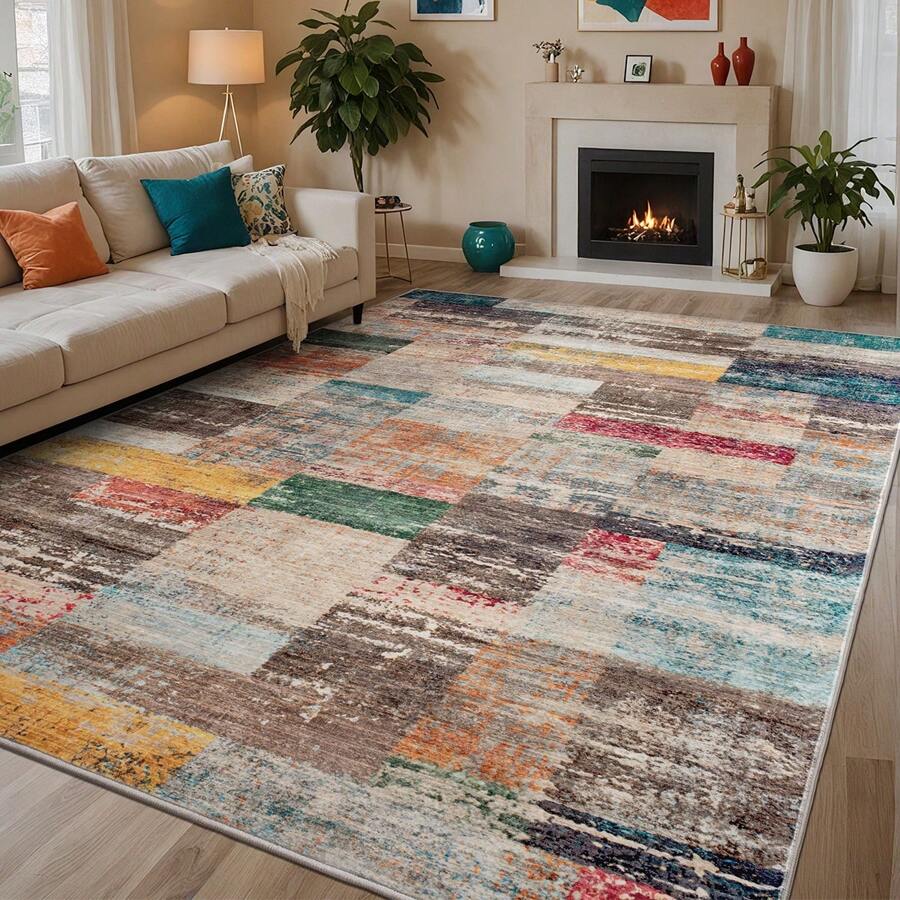 Carpet Area Rug Washable Rug Large Modern Abstract Living Room Rug Winter Warm Soft Anti-Skid Thin Carpet Indoor Floor Non-Shedding Carpets For Bedroom Dining Room Home Office Decor - Adoni - Xem 1