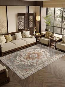 卧室地毯：不掉毛波西米亚风地毯，复古，可机洗，防滑硅胶背衬，适合家庭办公室和其他人流量大的区域，米色棕褐色，6.5'*9.8' - 棕色 - 查看 2