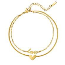 1pc Fashion Versatile Double Layer Heart-Shaped Anklet, Suitable For Women's Daily Wear And Gift - Anklet - View 4