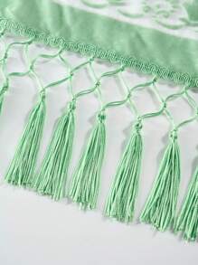 Easter Gift Shawl,Velvet Kimono Cardigan For Women,Velvet Kimono Duster With Tassels,Location Flower,Light Green, 1 Size Fits All - Light Green - 查看 7