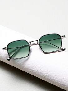 1 Pair Unisex Retro Square Fashion Glasses, Contrast Color Double Rim Business Fashion Glasses For Men, Casual Fashion Glasses For Women, Suitable For Outdoor, Street, Beach, With Delicate Black Leather Case