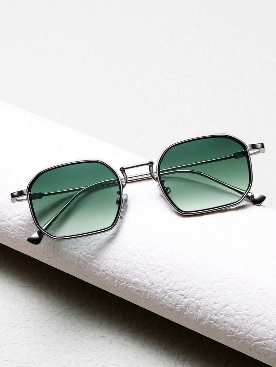 1 Pair Unisex Retro Square Fashion Glasses, Contrast Color Double Rim Business Fashion Glasses For Men, Casual Fashion Glasses For Women, Suitable For Outdoor, Street, Beach, With Delicate Black Leather Case