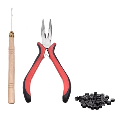 Kit Mega Hair - Alicate + Agulha +200 Microlinks C/ Silicone