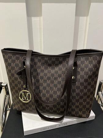 Bolso de mano grande con capacidad y diseño minimalista personalizado, con estampado, en estilo europeo y americano. Nuevo bolso de hombro de mujer tipo tote con diseño de rombo para ir al trabajo.