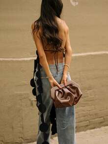 Party Versatile And Sexy Sleeveless Backless Hollow Out Ribbon Long Top - Black - View 6